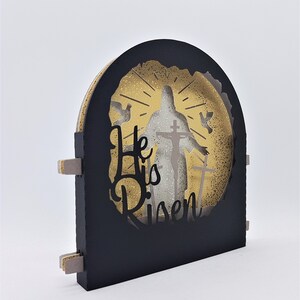 Hij is opgestaan Pop-up kaart tunnelkaart Pasen Lent SVG PDF PnG papier snijden instant download sjabloon Knip bestand 3D Knippen Gelaagd papier knippen ambacht