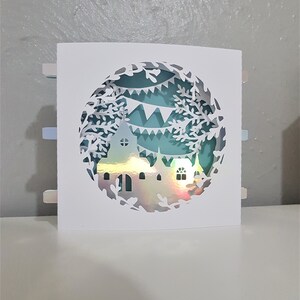 Kirche Pop-up Karte Taufe Hochzeit Kommunion Tunnel Karte SVG PDF PnG Scherenschnitt download Vorlage Schnittdatei 3D Schnitt Layered Papier