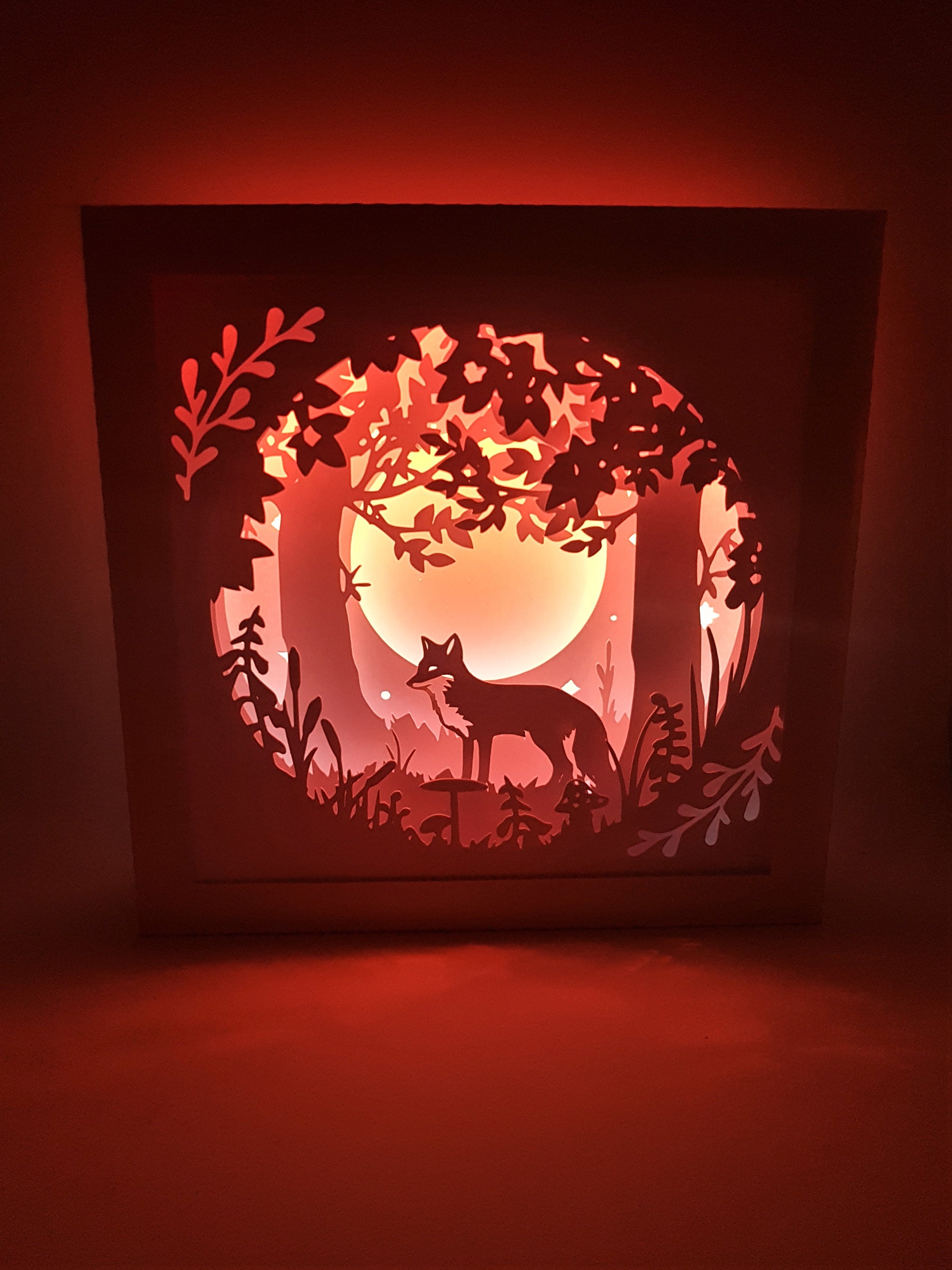Fox in Woods Forest Shadow Box SVG PDF PNG Paper Cutting Instant