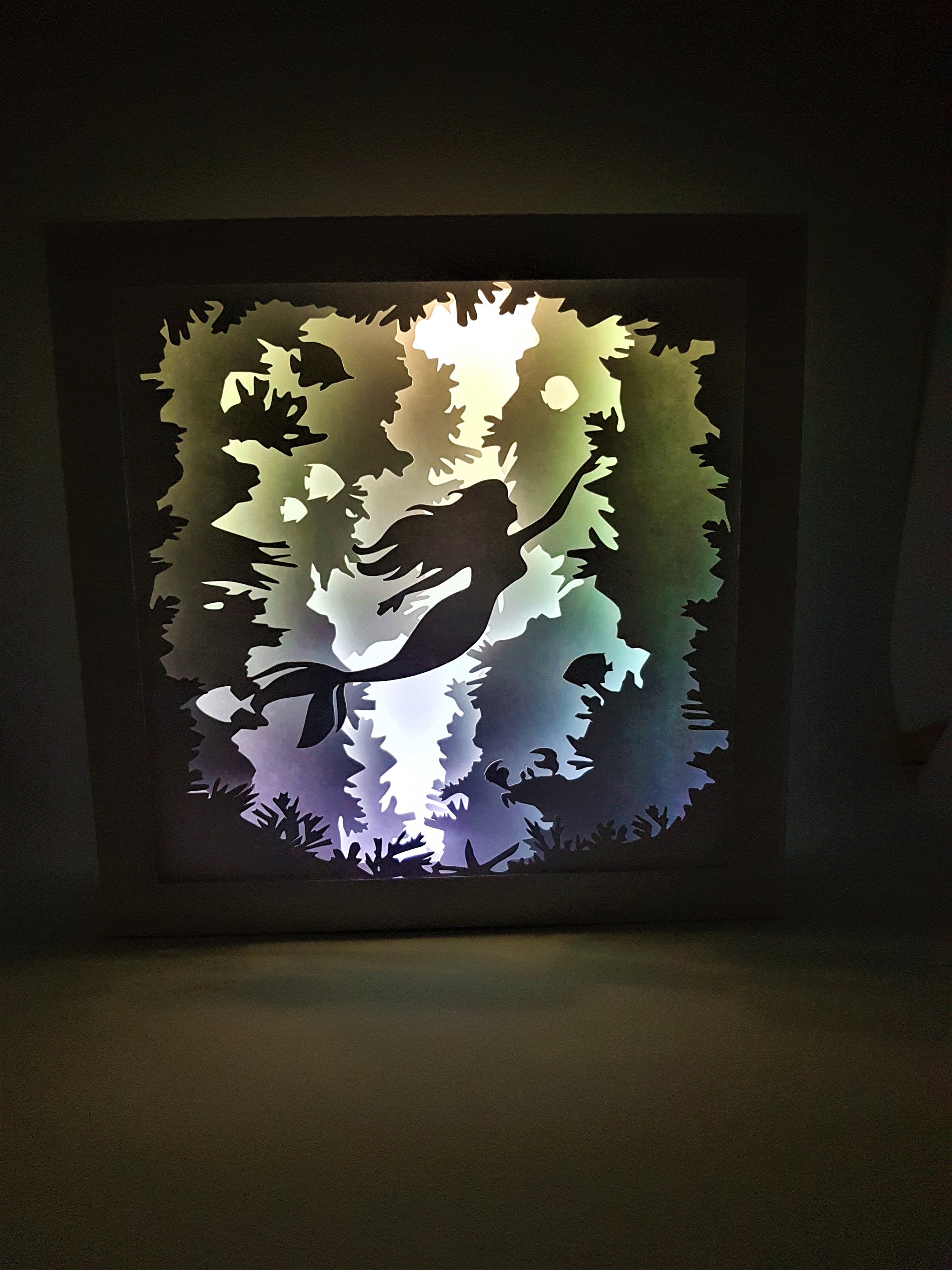 Mermaid Square Shadow Box SVG PDF PNG Paper Cutting Instant Download ...