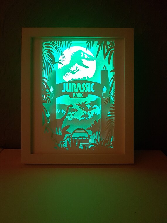 Template Paper Cut Jura Park 3D Paper cut light box template SVG files