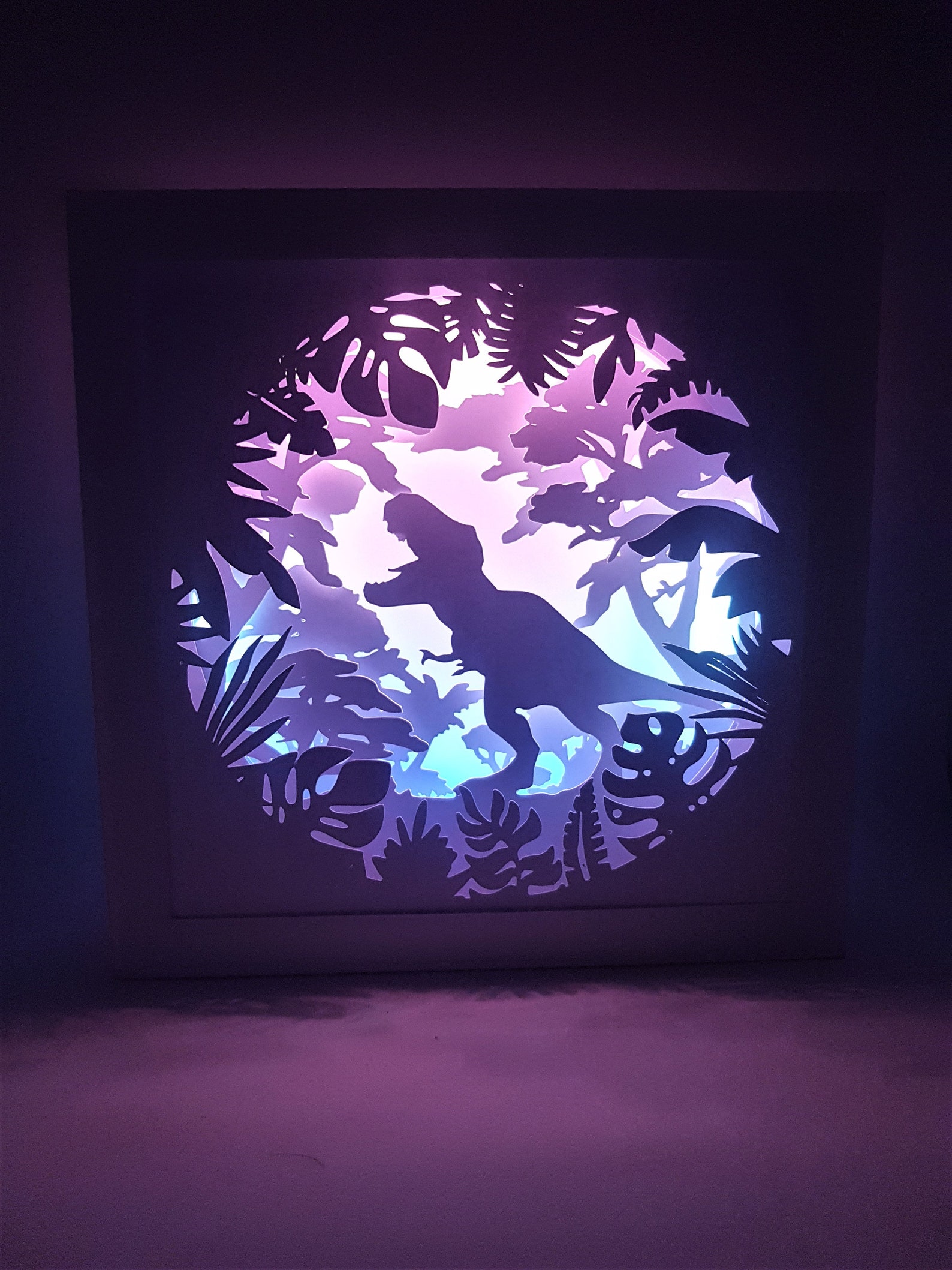 T-rex Dinosaur Jungle Shadow Box SVG PDF PNG Paper Cutting Instant ...