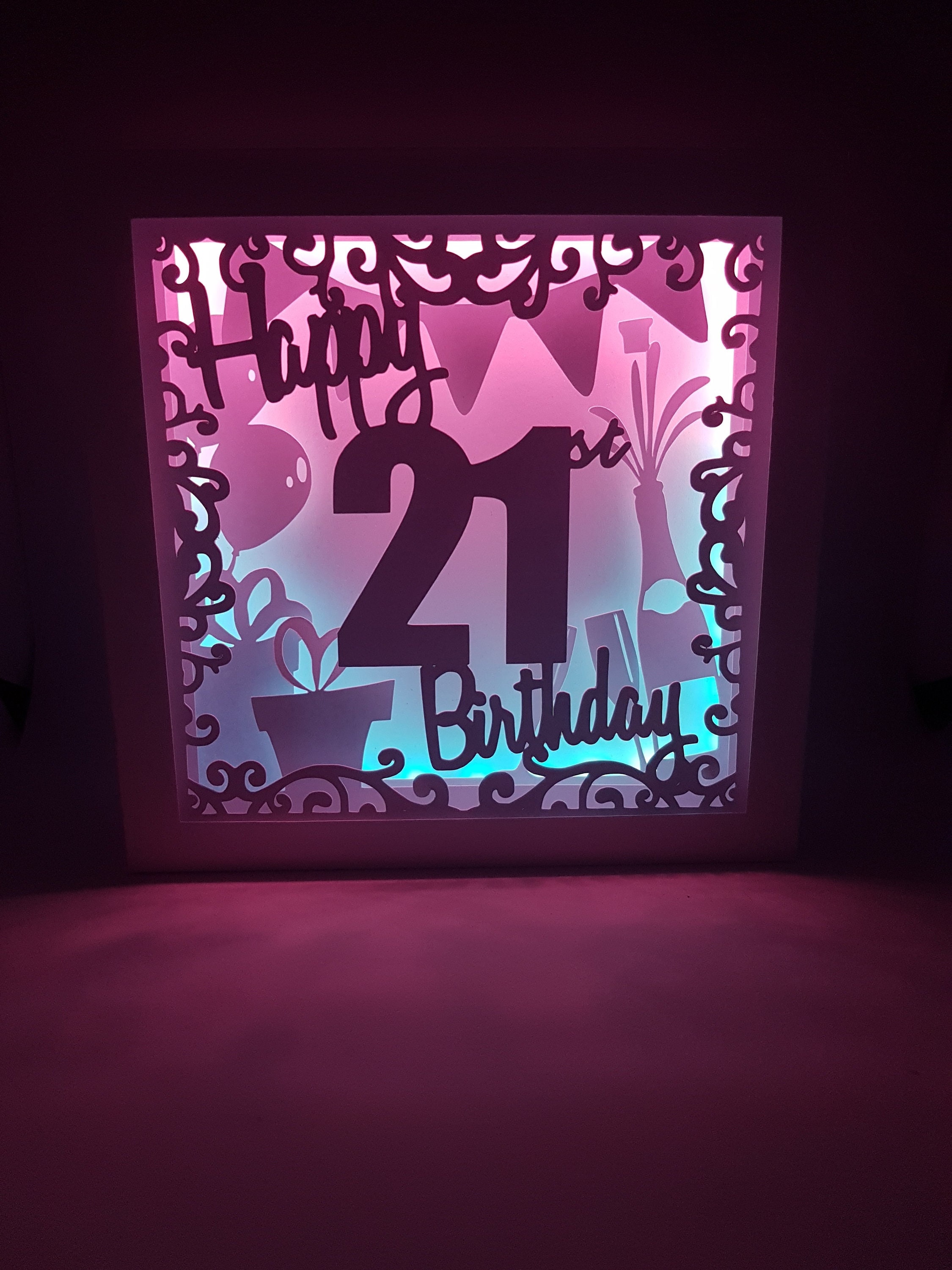 Happy 21st Birthday Shadow Box SVG PDF PNG Paper Cutting Instant ...
