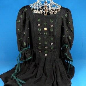 vintage country house dress *Frankonias Country* linen black-green size 38