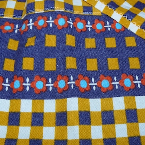vintage kitchen apron half apron checked cotton 70s