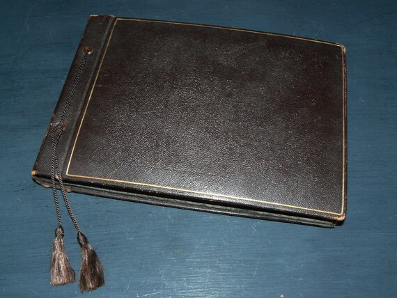 Midcentury Photo Album Leather Bound 175 Photos 15 Postcards 50s