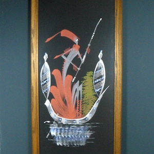 Painting Art *XXASSIN* Nigeria 60s Art Wall Picture Warrior in Boat