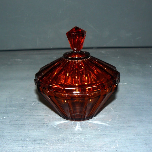 Art Deco glass jar confectionery bowl colored glass brown 30s