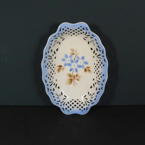 Art Deco Porcelain Basket Bowl * Schumann Bavaria * Perforated Rim Oval Bowl 30s German