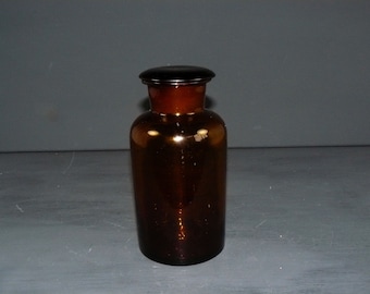 vecchia bottiglia da farmacista con coperchio tagliato vetro marrone 1 litro