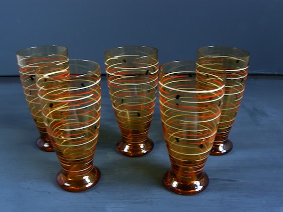 vintage Gläser Rauchglas  50er Jahre Farbglas 5 St. Saftglas