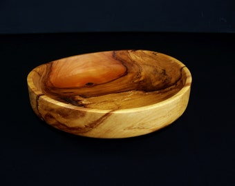 Vintage wooden bowl handcrafted apple wood handmade unique