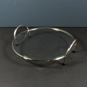 vintage design cake plate cheese plate glass chrome 70s German cake cheese plate