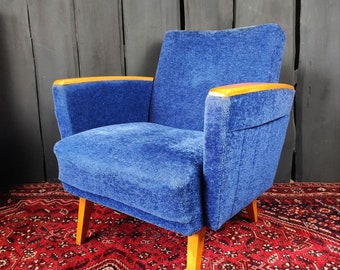 midcentury Sessel Schrägbein 50er Jahre Cocktailsessel blau