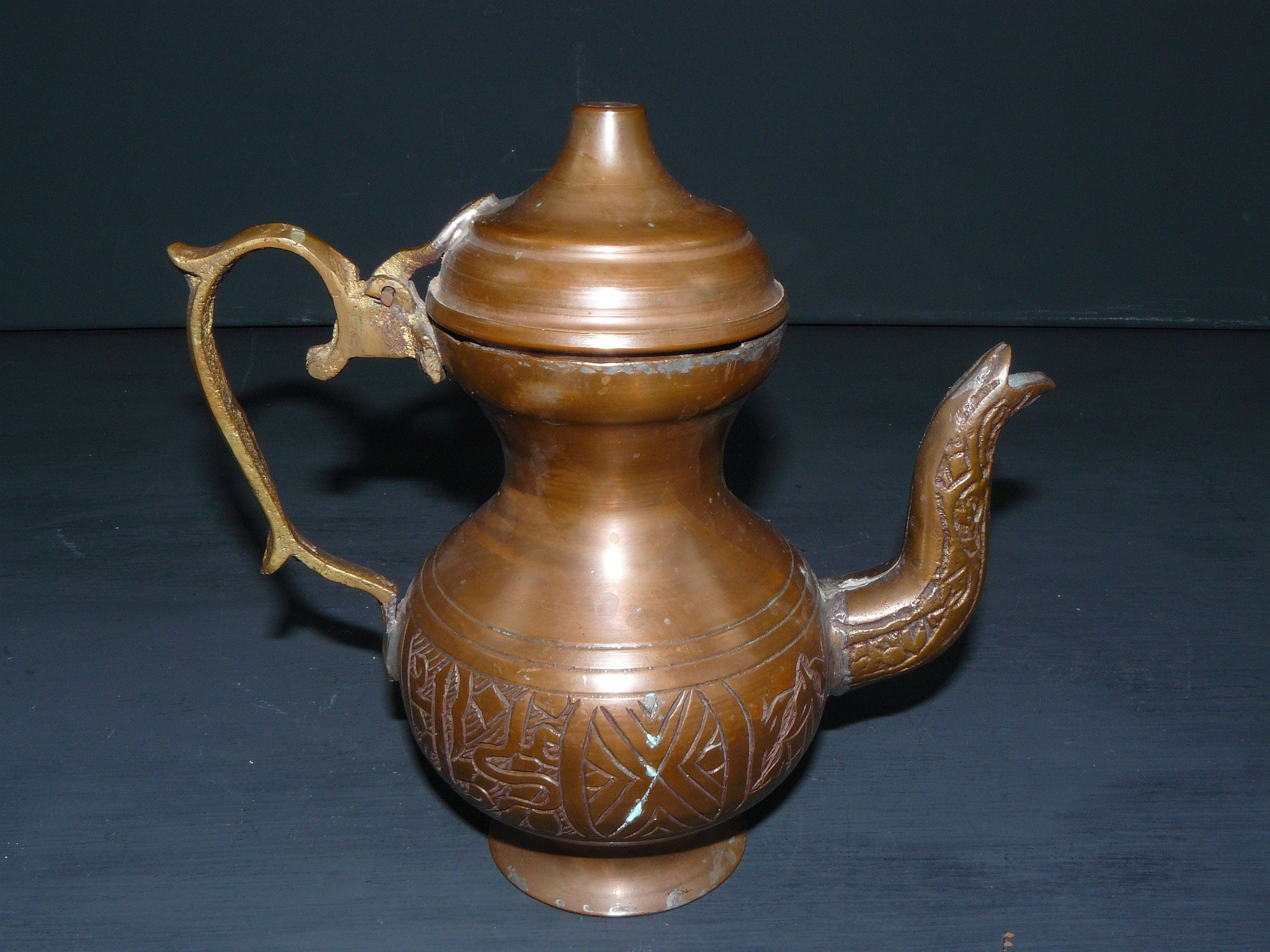 Antique Copper Water Tea Pot With Lid 0.7 Ltr Vol Around 1900 -  Ireland