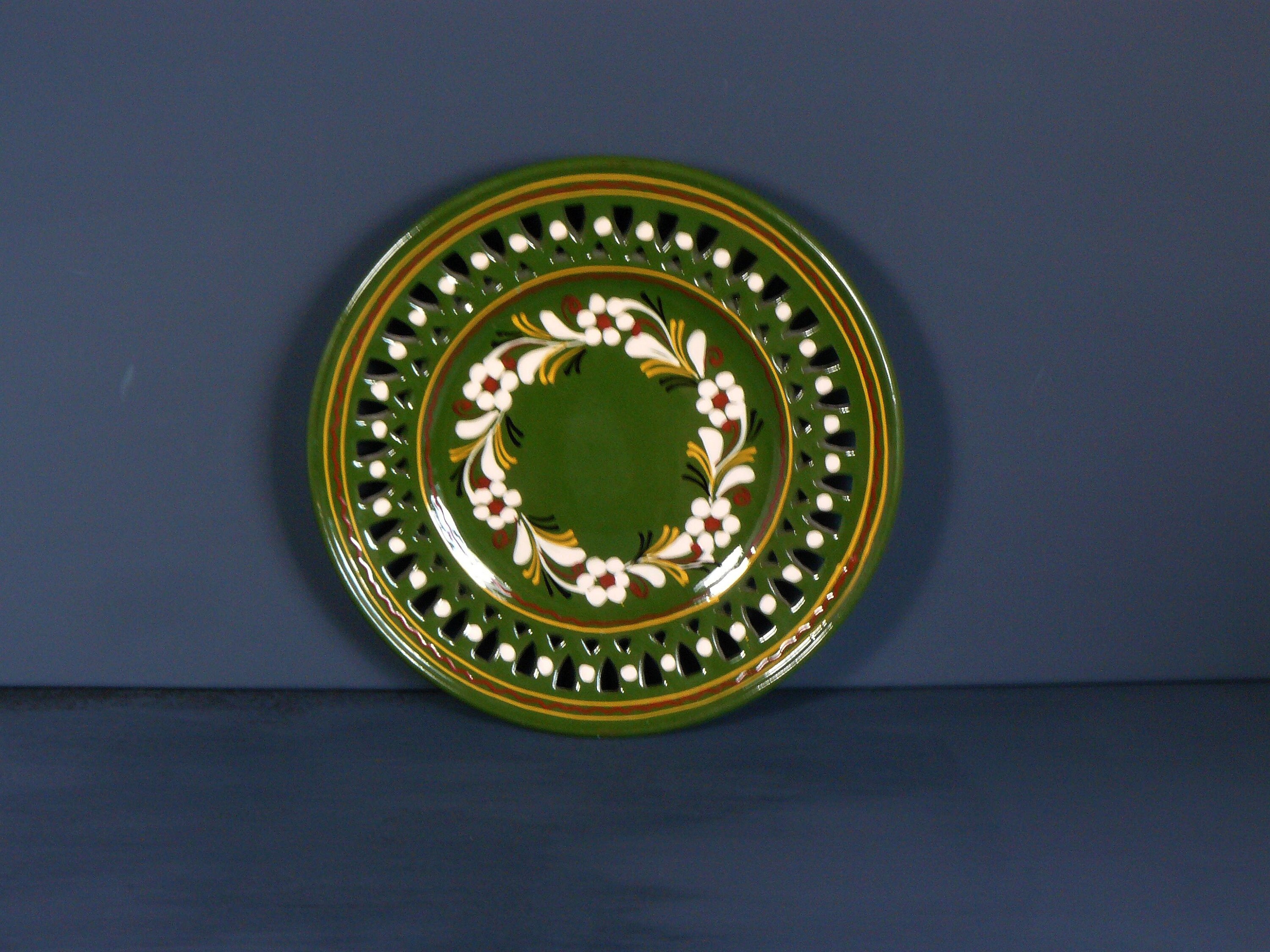 vintage bowl wall plate *Mimmi Hjoberg* Sweden 70s handmade green Plate