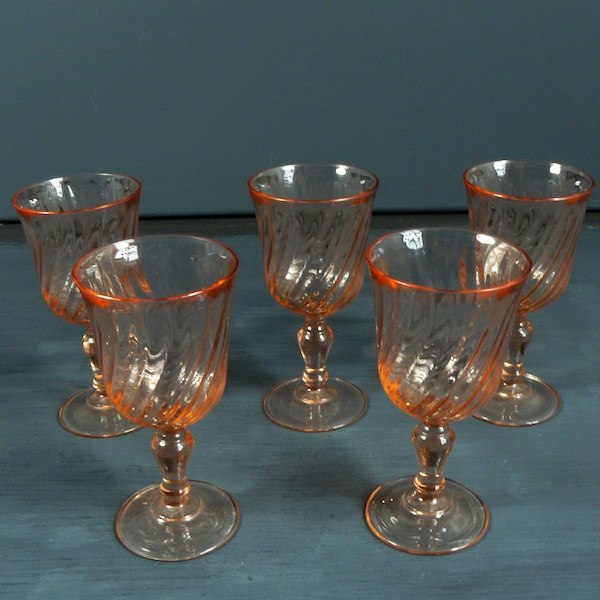 Art Nouveau Gläser Farbglas 5 St. Sherryglas Rosalinglas France