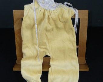 vintage baby romper yellow size 68 cotton stretch 60s