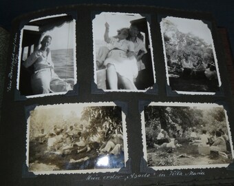 レア物　洋書　1950年代　LES ANNEES 50 写真集　古書 Midcentury Photo Album Leather Bound 175 Photos 15 Postcards 50s