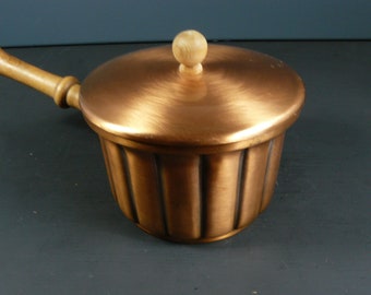 midcentury copper cooking pot pudding pot with lid tinned inside 60s German Copper Pot