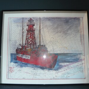 vintage digitale print loodsschip Ternhelligerbank Ole West voor STN Atlas 1995 ingelijste kunstdruk