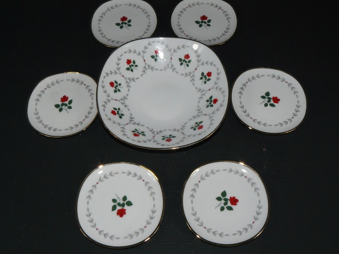 Lot Bol + 6 Petites Assiettes Winterling Röslau Bavaria – Porcelaine Vintage 50/60