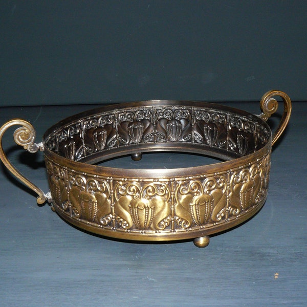 Jugendstil Jardiniere Metallmontur Messing ohne Glaseinsatz um 1910