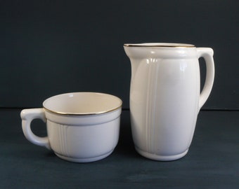 vintage ceramic jug set *Steingutfabrik Colditz Nuremberg* wash jug 30s German wash pitcher