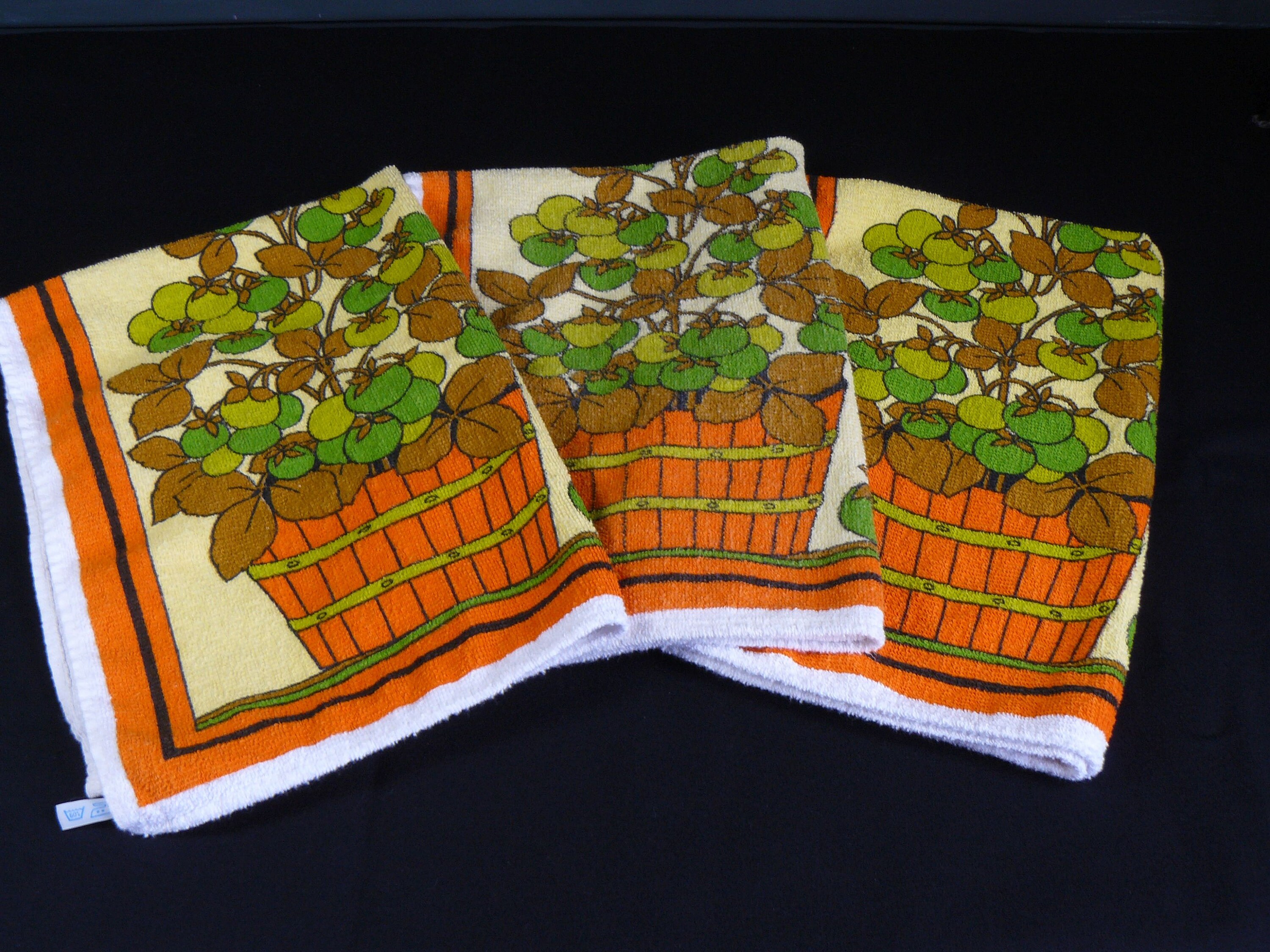 Vintage Geschirrtücher Frottee Cotton Brazil 70s floral bunt