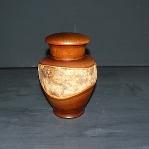 midcentury teak wood lidded can handicraft 60s German wooden can