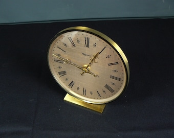 vintage desk clock *Dugena* brass quartz clock 70s