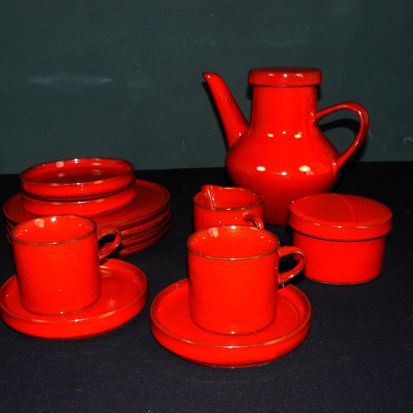 vintage Service *Melitta Ceracron* rot 60er Jahre Geschirr