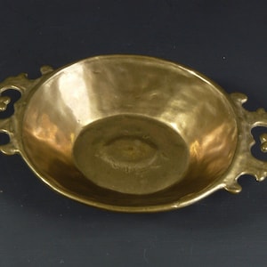 vintage fruit bowl solid brass signed 60s brass bowl