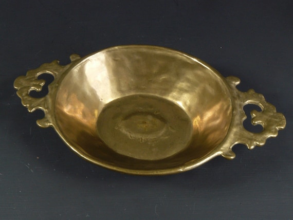 vintage Obstschale massiv Messing signiert 60s brass bowl