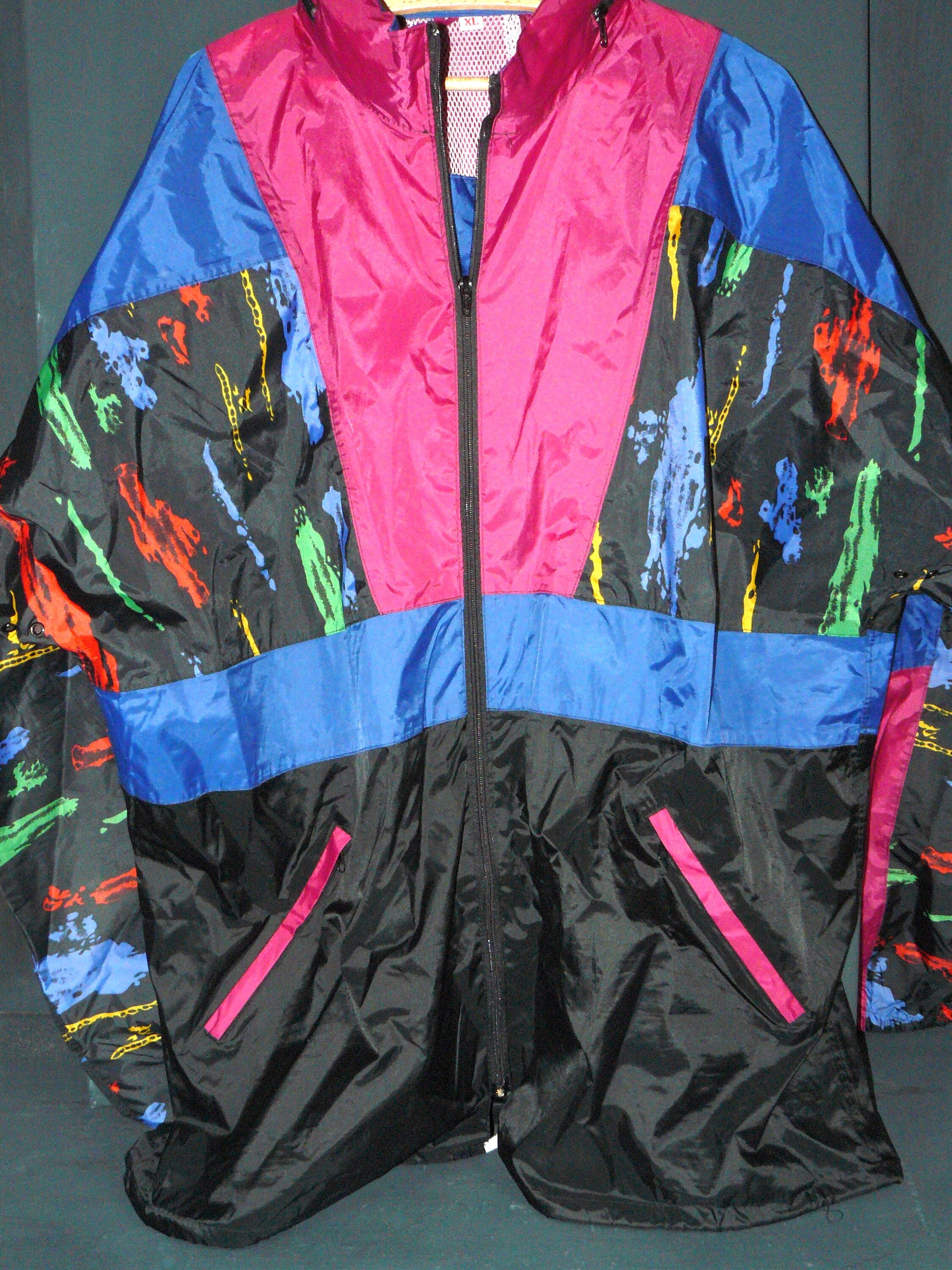Vintage Blouson Sports Jacket Windbreaker XL Shell Jacket 80s