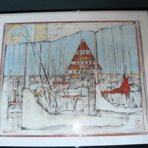 vintage digital print *Yachthafen von Damp* for STN Atlas 1997 framed