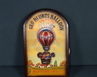 vintage key box*Geo Blunts Balloon Flight* wood 70s