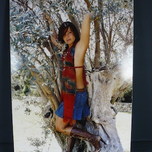 vintage fotoprint foto 60 x 40 cm op karton wandfoto 70s Meisje