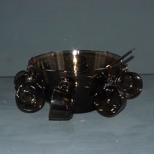 vintage 10 tlg.Bowle Punsch Rauchglas Veropa&Vereco France 70s