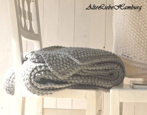 Knitted Blanket SHETLAND MEDIUMSIZE in grey