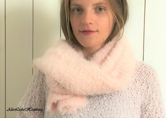 Long fleece scarf in rosé / Handmade