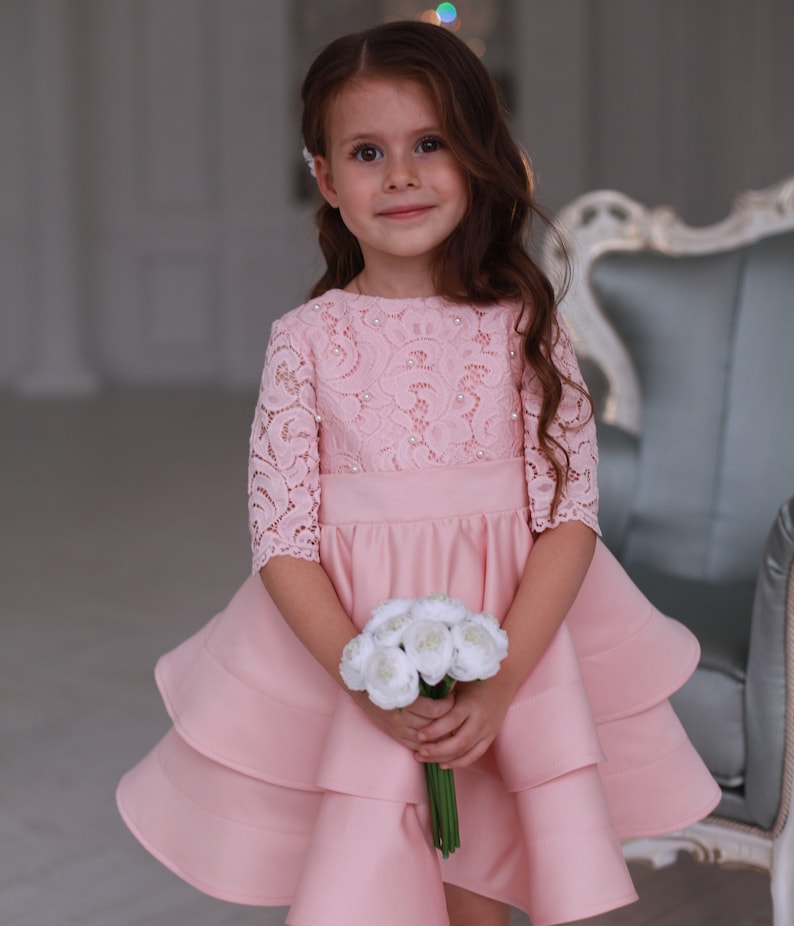 Peach flower girl Dress first birthday dress pageant dress Etsy