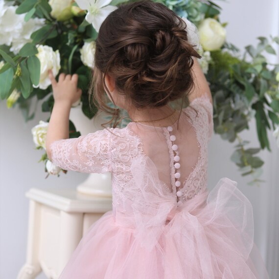 blush pink flower girl dress