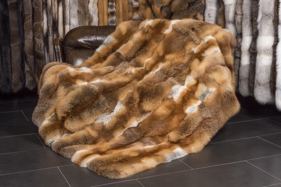 Red fox fur blanket hotsell