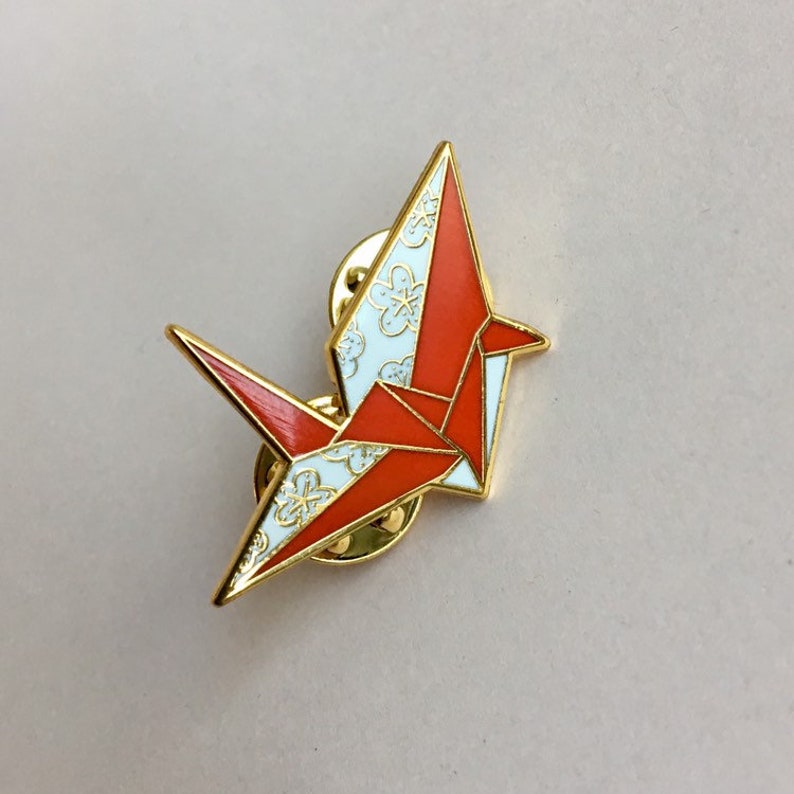 Origami Paper Crane Hard Enamel Pin
