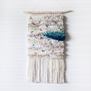 Sea tapestry with shells. Beach Woven Wallhanging
