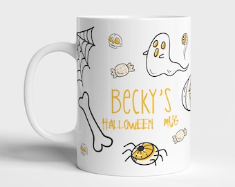 Personalized Halloween mug, ceramic mug, 11oz mug, Halloween gift, Halloween watercolor mug