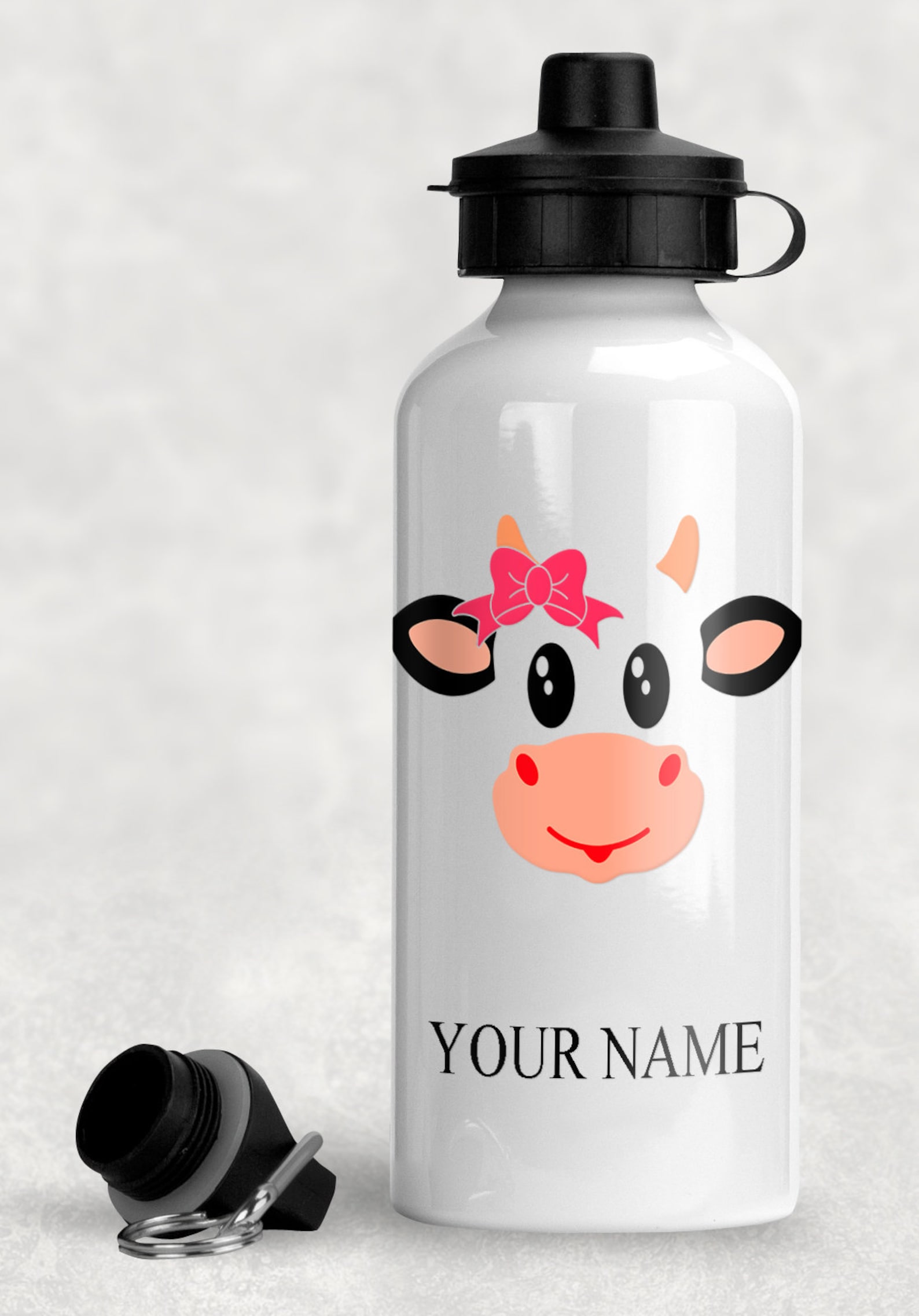 Personalized Water Bottle Cow Lovers Cute Cow Bottle Cow Etsy