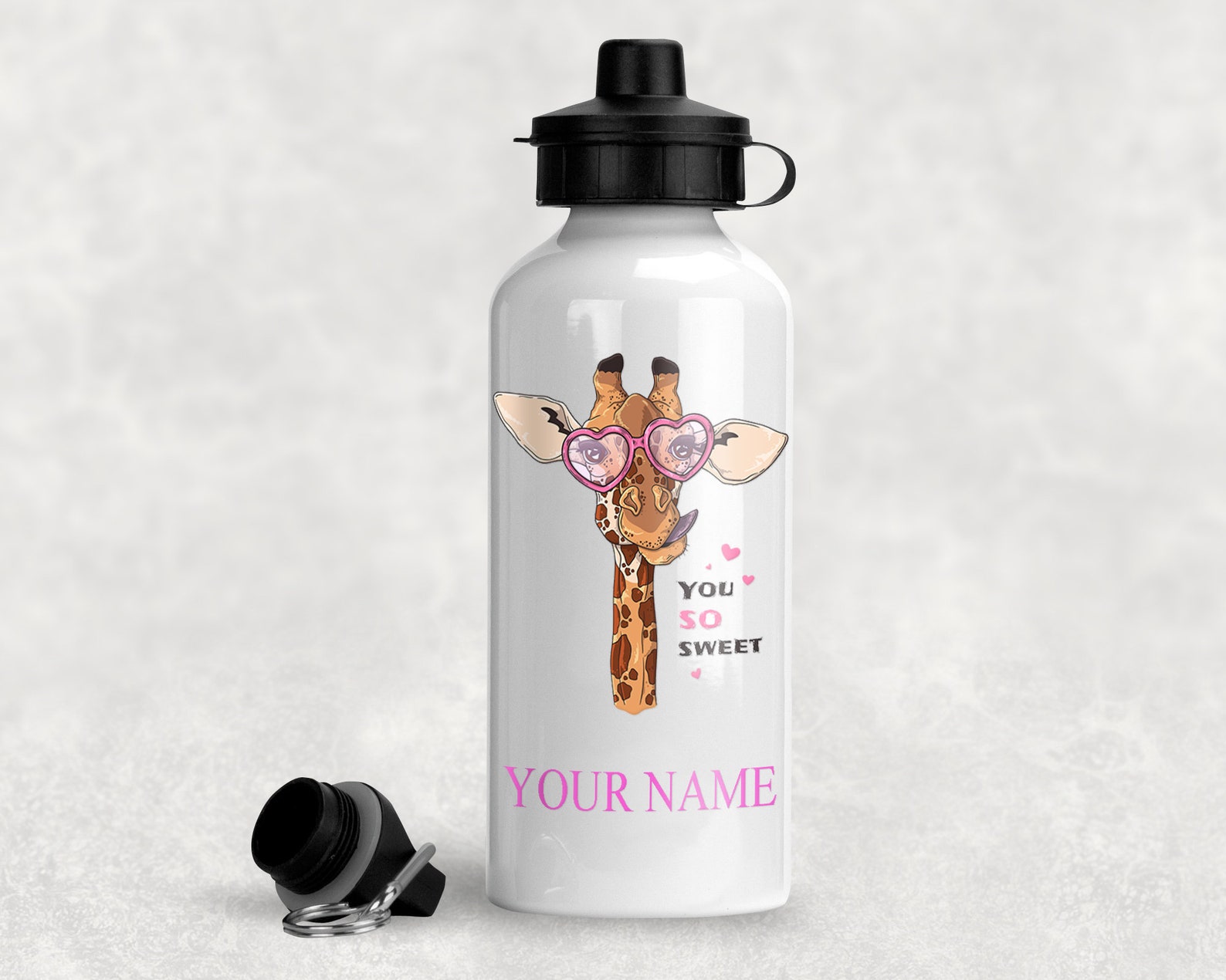 Personalized Water Bottle Giraffe Lovers Cute Giraffe Etsy