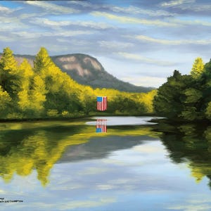 Monte Tom desde el estanque Nashawannuck en Easthampton, Massachusetts (impresión artística)